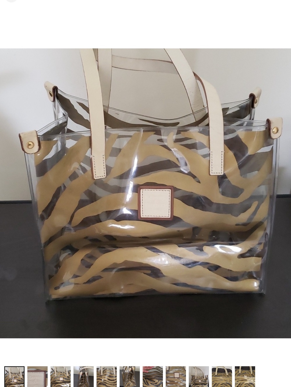 Dooney and Bourke and Bourke Clear Tote Bag with Tan Zebra Print Insert